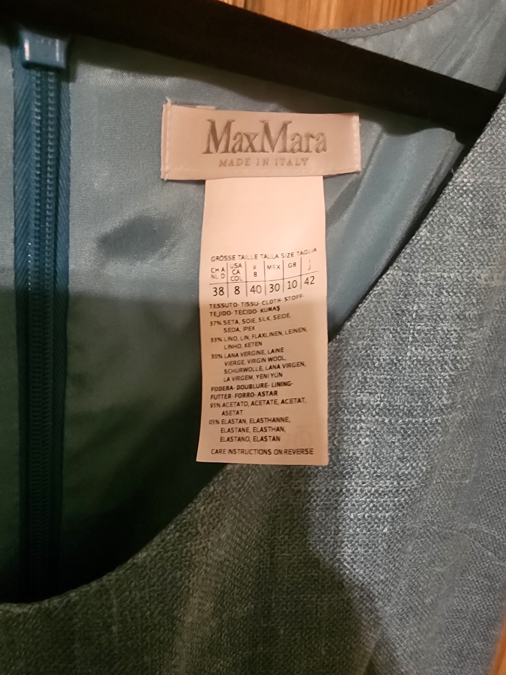 MaxMara Teal Silk/Linen Midi Dress with Matching Jacket, Size 8 MUST SEE!! - Picture 7 of 9